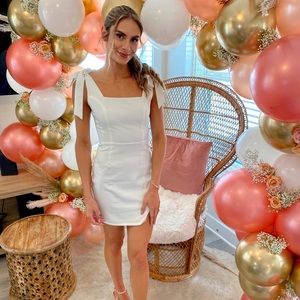 Lulus Your Sweetie White Shoulder Bow Tie-Strap Mini Dress